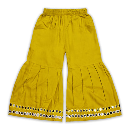 Girls Satin Kurti with Sharara Pants Set