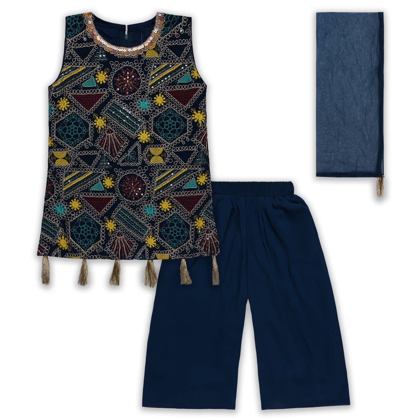 Girls Ethnic Kurta Palazzo Set with Dupatta