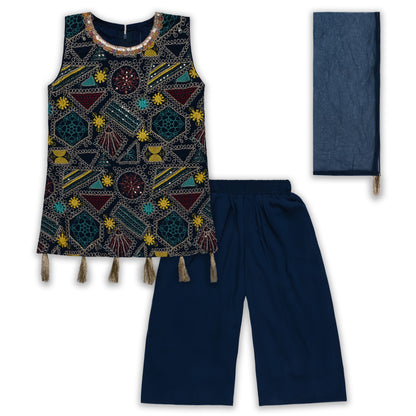 Girls Ethnic Kurta Palazzo Set with Dupatta