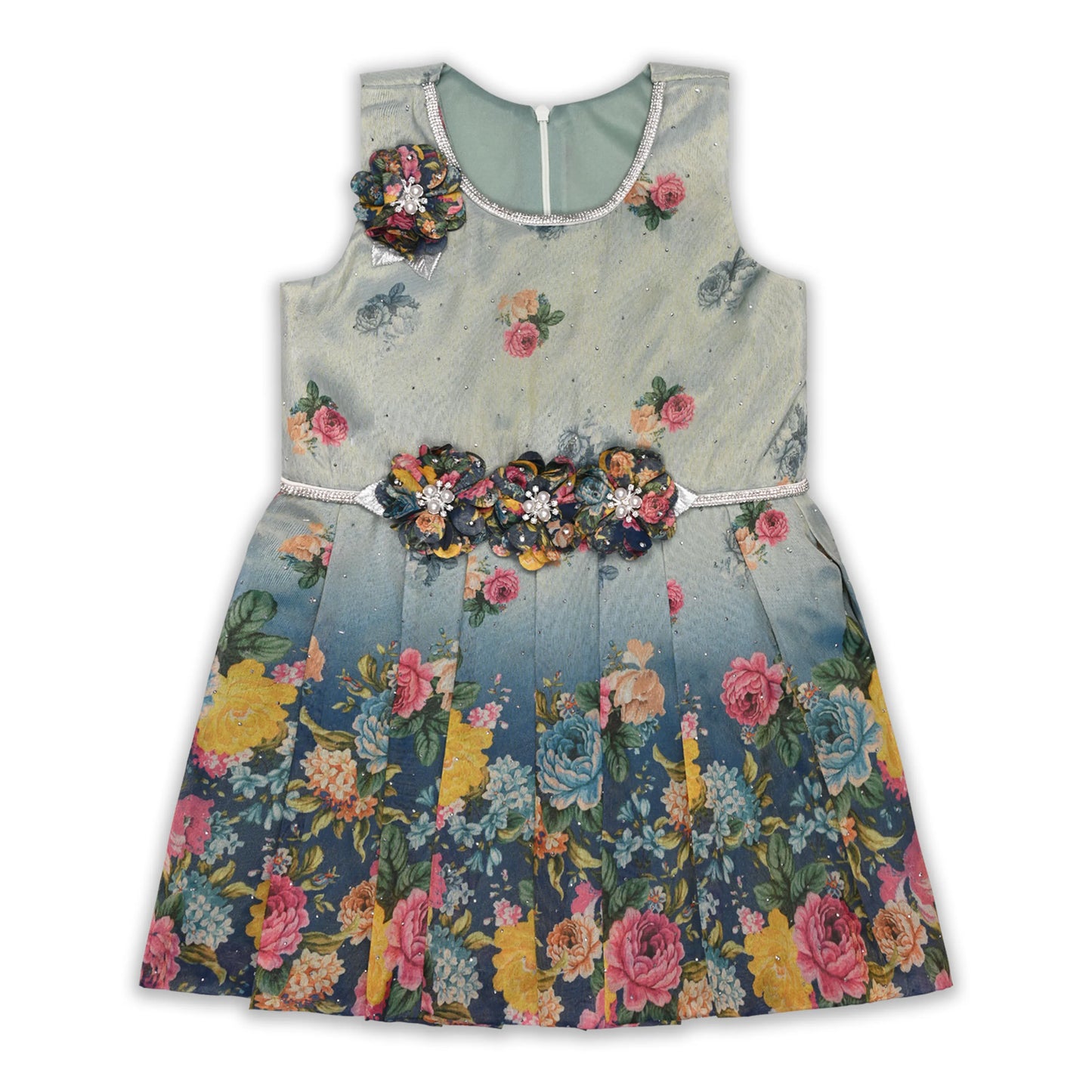 Elegant Georgette Floral Kurti Set with Palazzo & Dupatta
