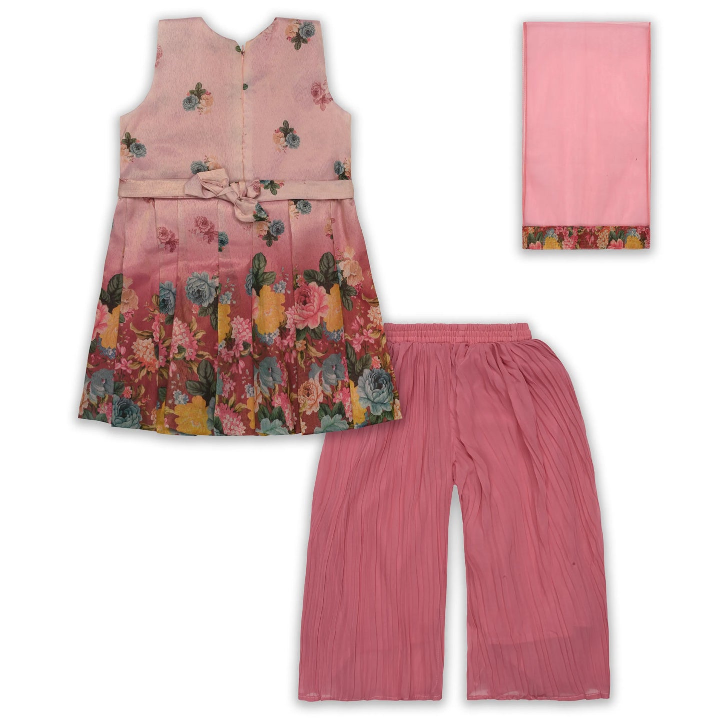 Elegant Georgette Floral Kurti Set with Palazzo & Dupatta