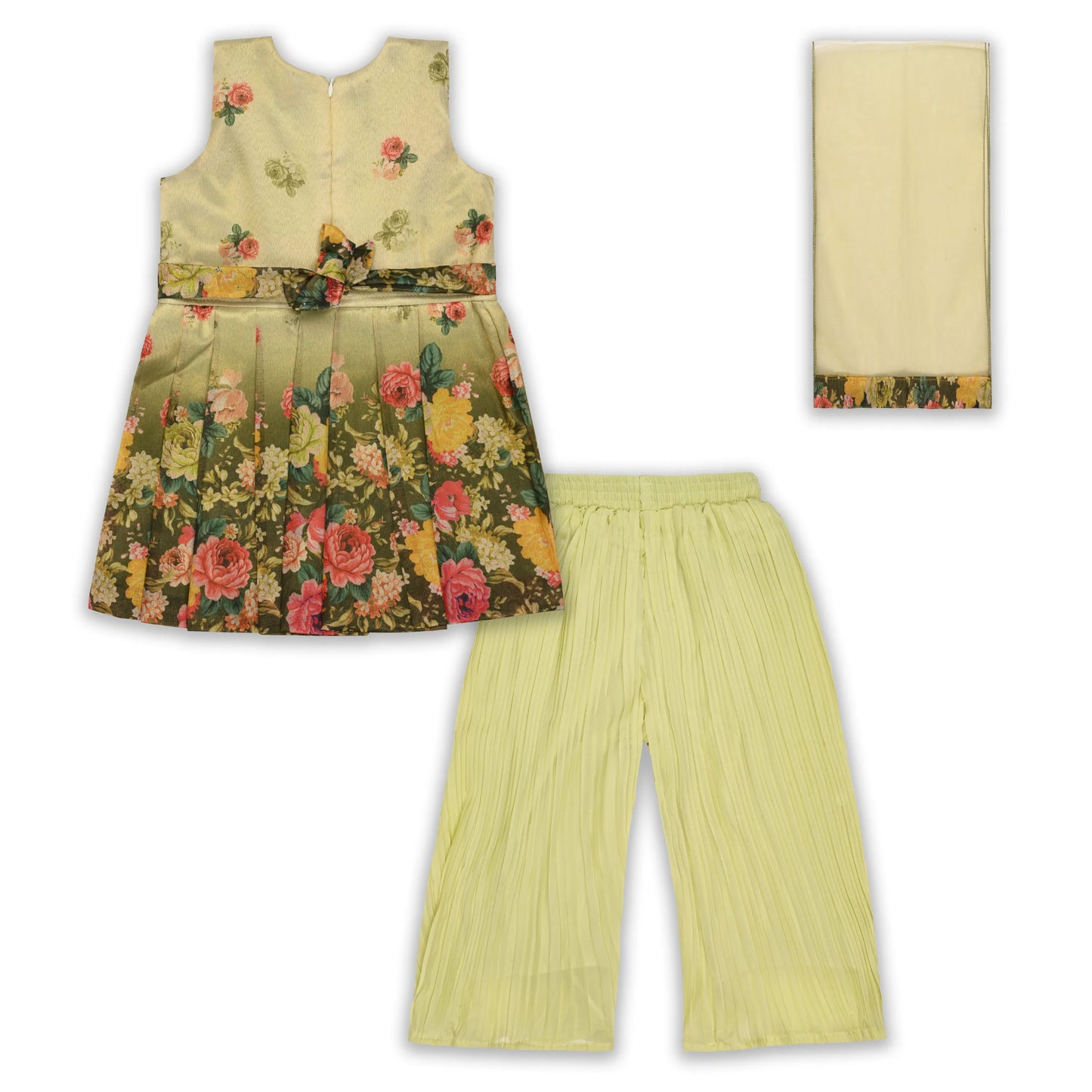Elegant Georgette Floral Kurti Set with Palazzo & Dupatta