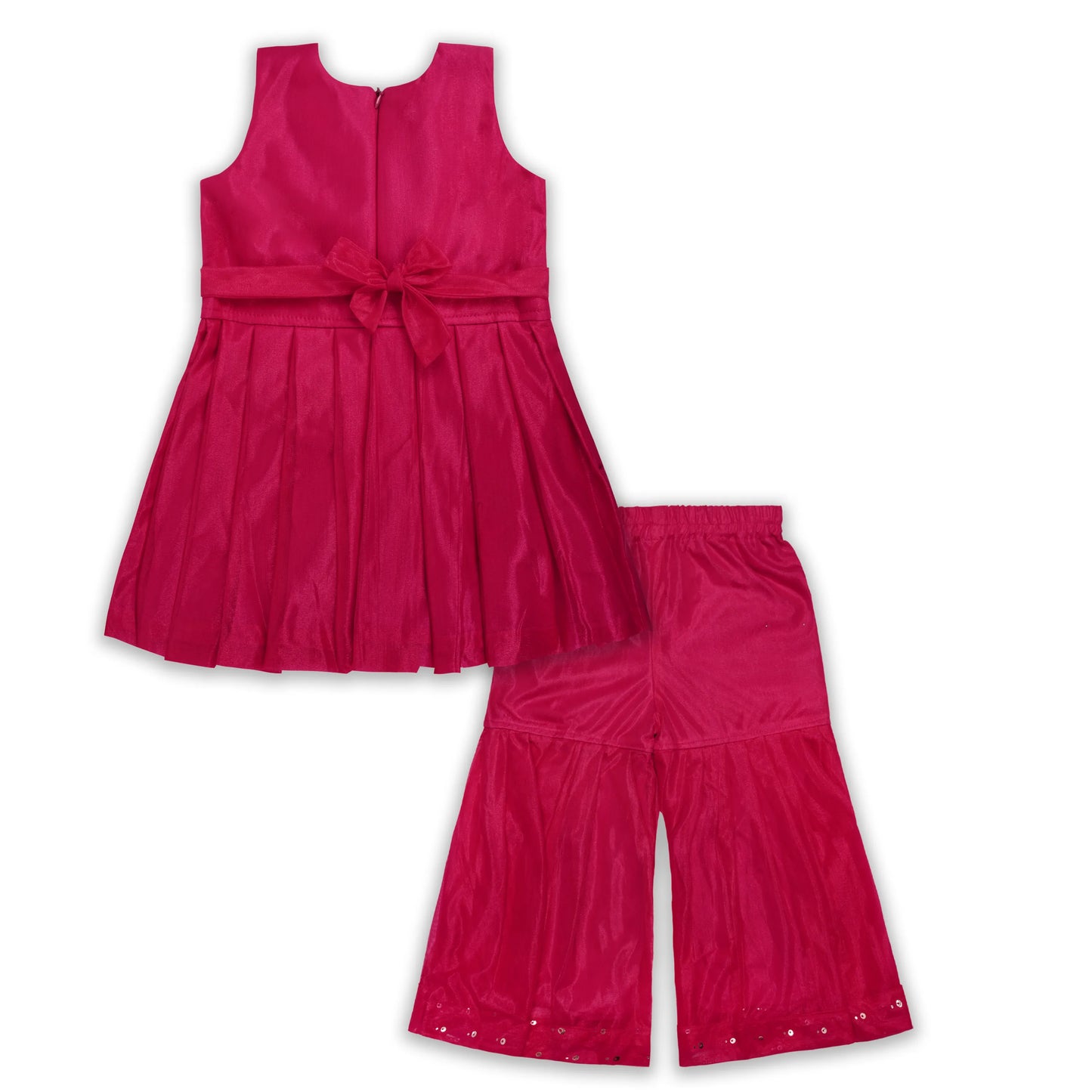Girls Ethnic Georgette Kurti Set with Sharara & Dupatta – Embellished Party Wear (3-Piece Set)