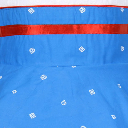 Girls Cotton Printed Summer Dress with Floral Applique