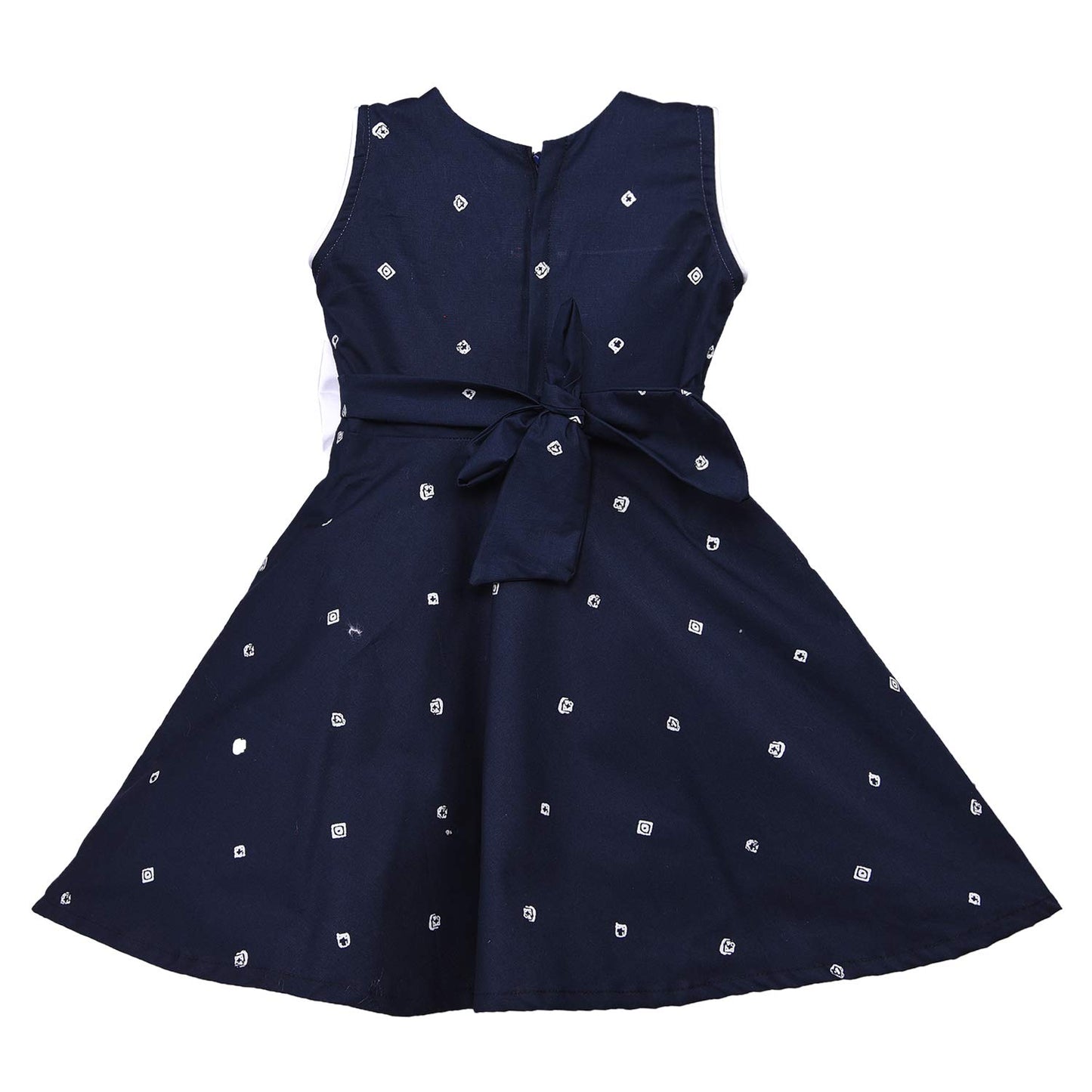 Girls Cotton Polka Printed Bow Summer Dress