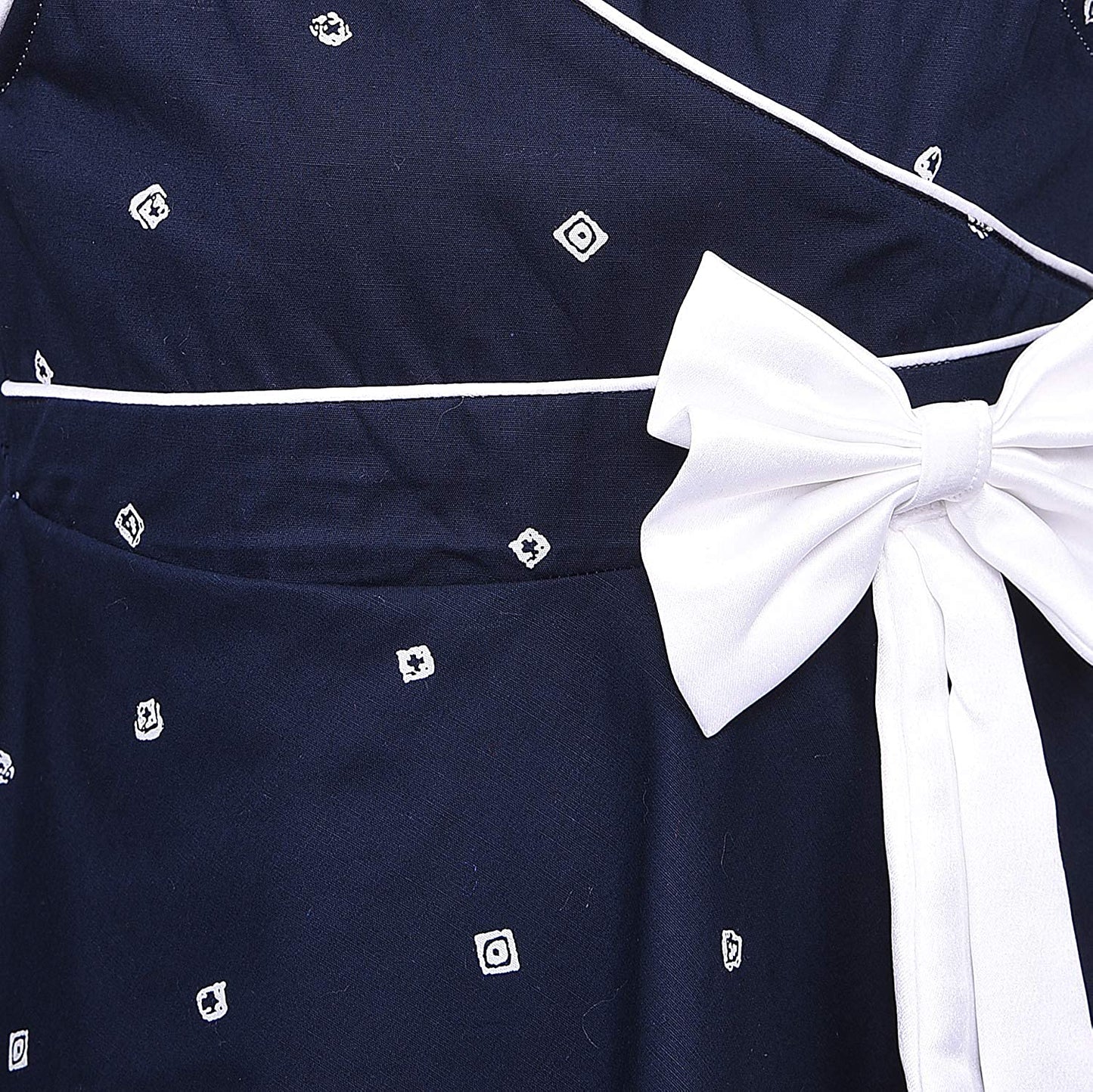 Girls Cotton Polka Printed Bow Summer Dress