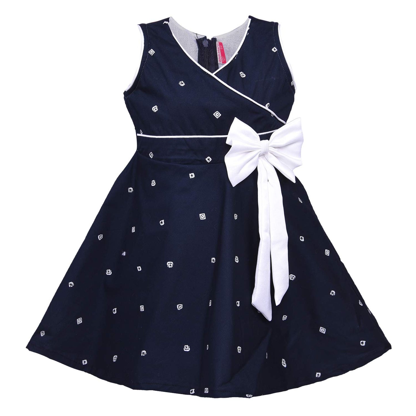 Girls Cotton Polka Printed Bow Summer Dress