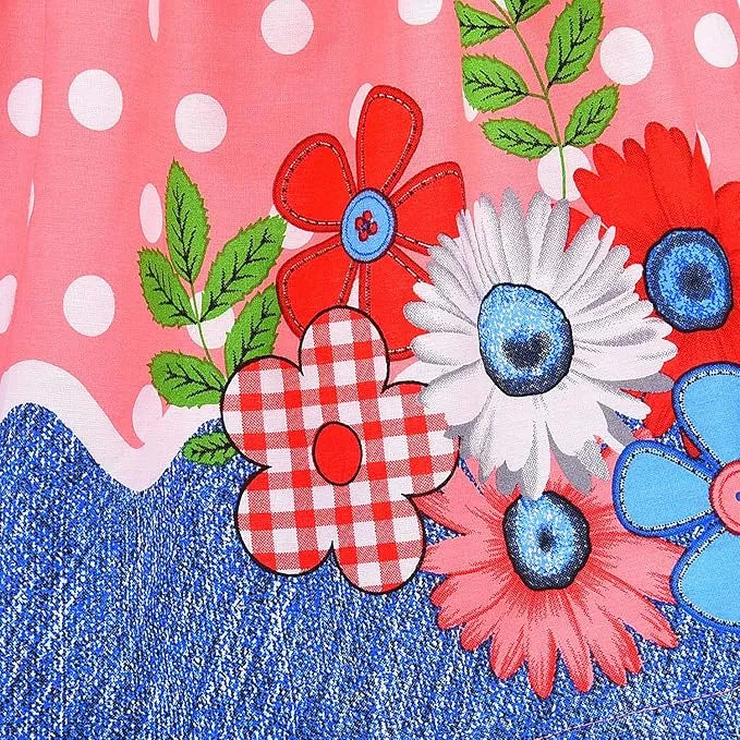 Girls Cotton Sleeveless Polka Dot Party Wear Frock