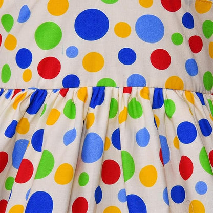 Girls Cotton Sleeveless Polka Dot Party Wear Frock