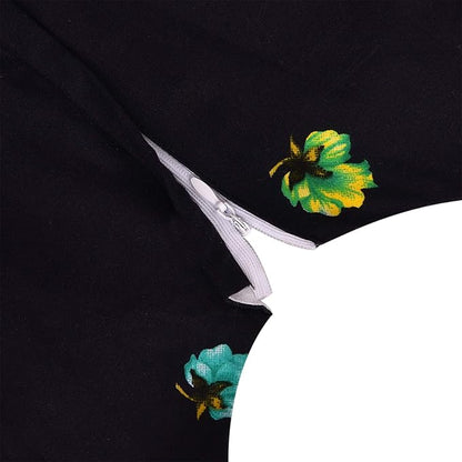 Girls Cotton Floral Party Wear Frock with Stripes & Bow Detail