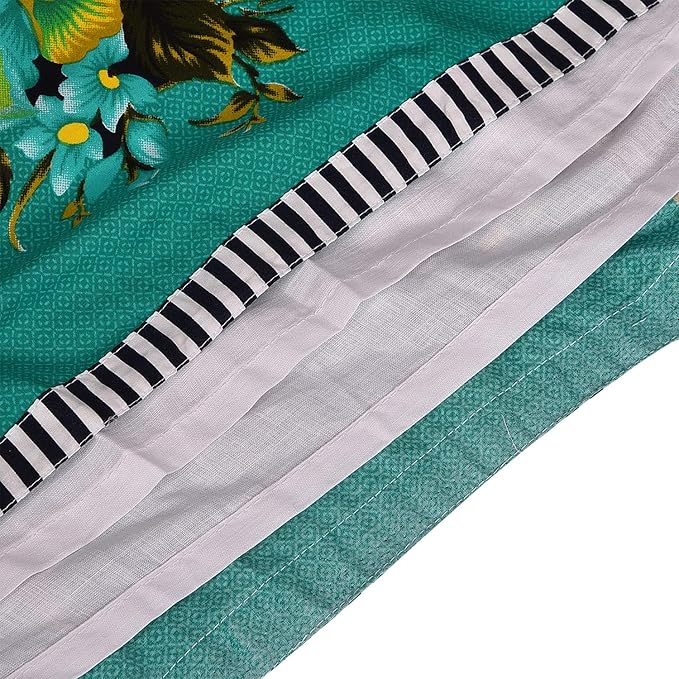 Girls Cotton Floral Party Wear Frock with Stripes & Bow Detail