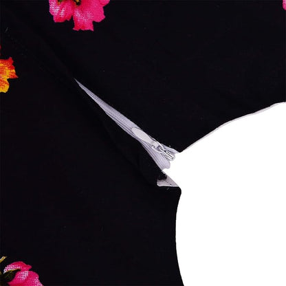 Girls Cotton Floral Party Wear Frock with Stripes & Bow Detail