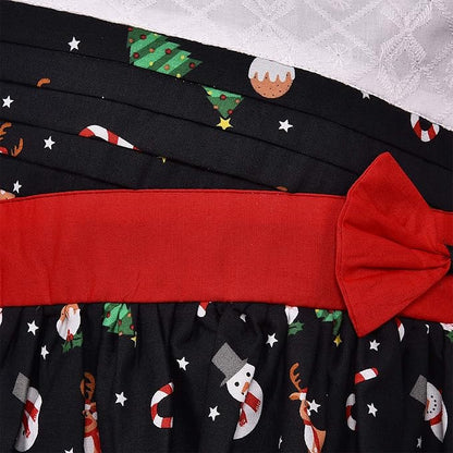 Girls Cotton Floral Party Wear Frock with Stripes & Bow Detail