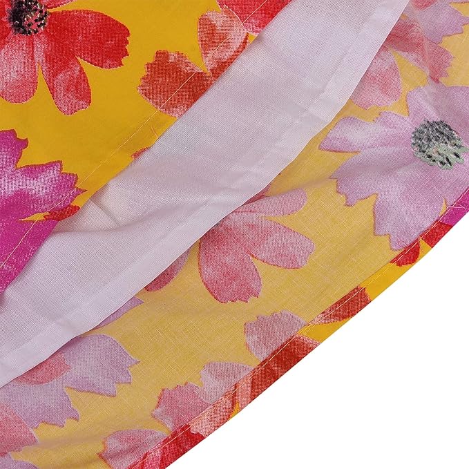 Girls Cotton Floral Party Wear Frock with Bow & Waist Belt