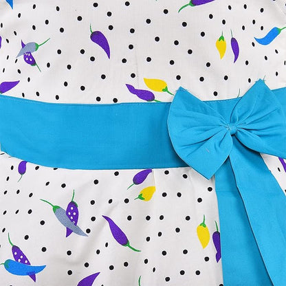 Girls Cotton Polka Dot Printed Frock with Bow Waist Belt