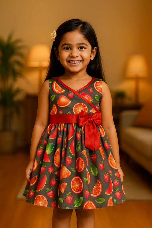 Girls Pure Cotton Printed Summer Casual Dress