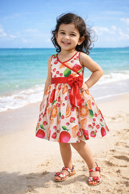 Girls Pure Cotton Printed Summer Casual Dress