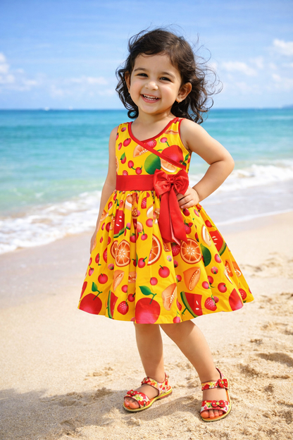Girls Pure Cotton Printed Summer Casual Dress