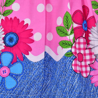 Girls Pink Polka Dot Sleeveless Floral Party Dress with Bow