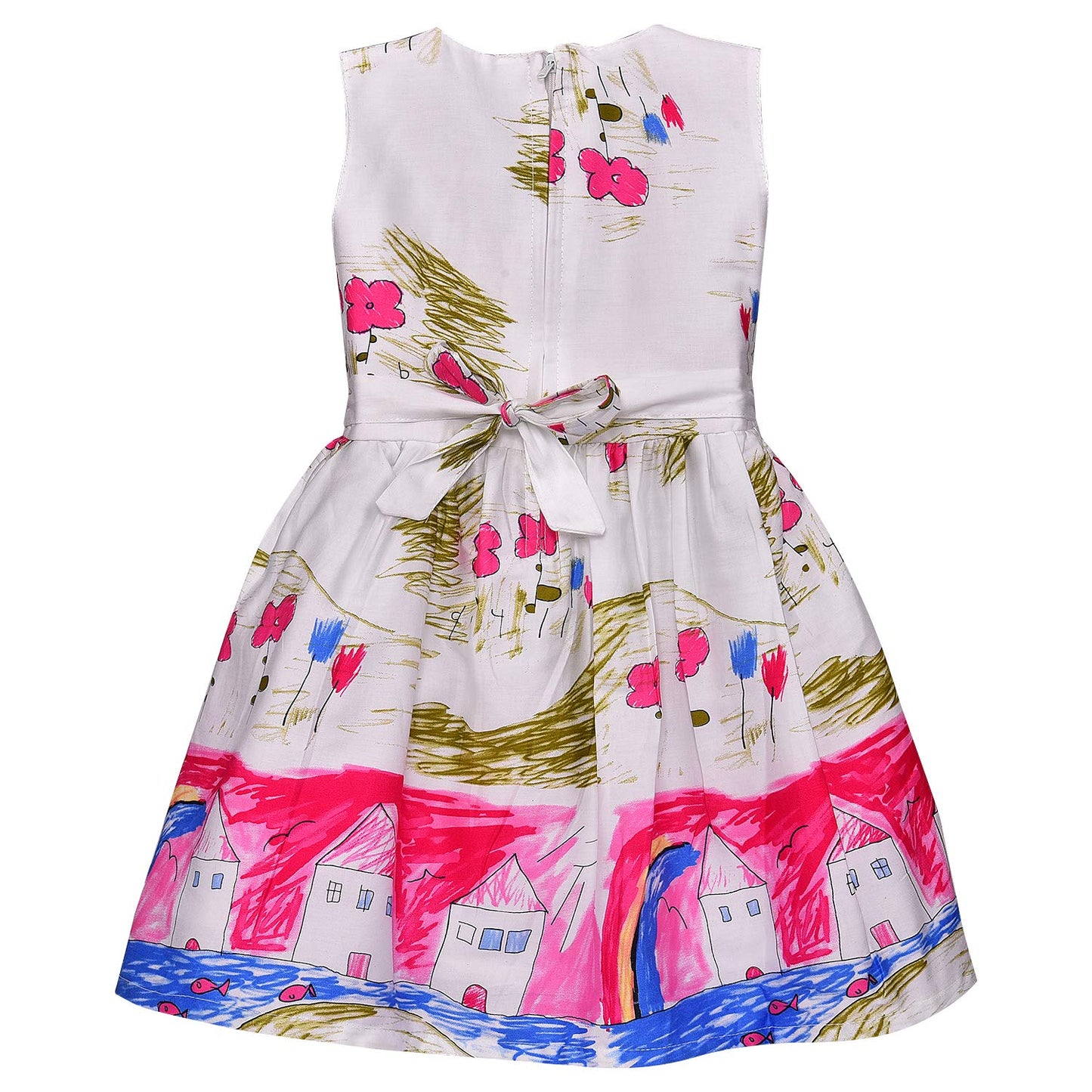 Girls Pure Cotton Printed Summer Casual Dress