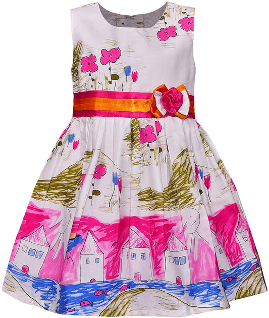 Girls Pure Cotton Printed Summer Casual Dress