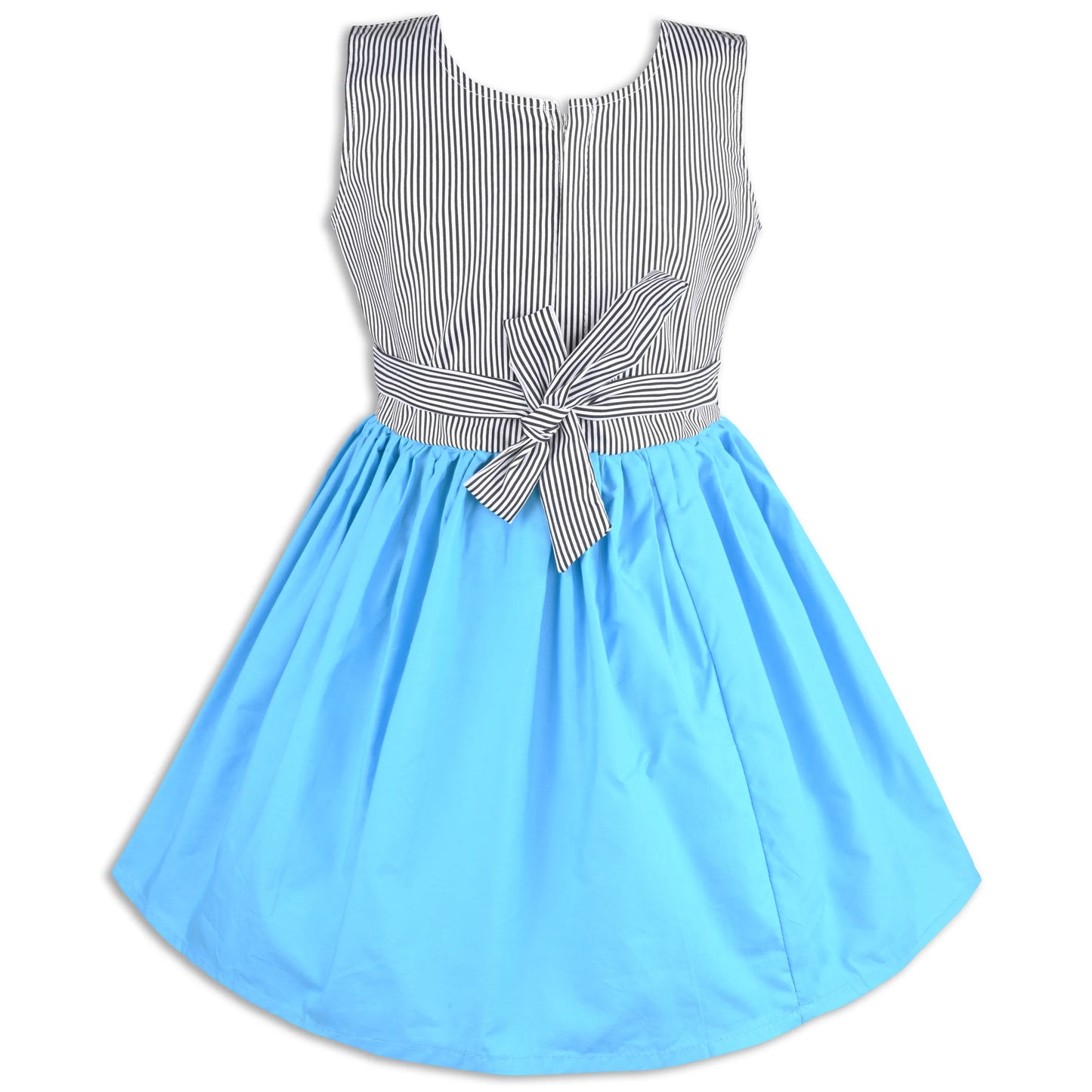 Girls Cotton Sleeveless Party Dress with Bow Detail