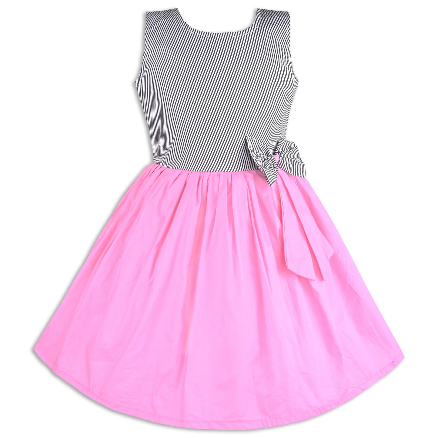 Girls Cotton Sleeveless Party Dress with Bow Detail