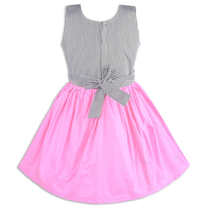 Girls Cotton Sleeveless Party Dress with Bow Detail