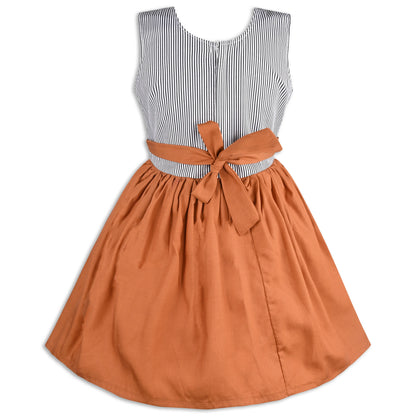 Girls Cotton Sleeveless Party Dress with Bow Detail
