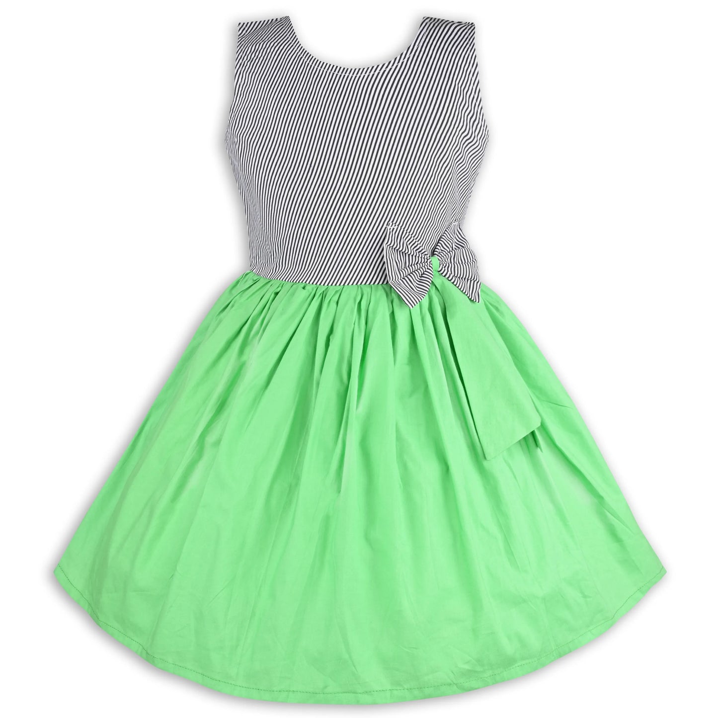 Girls Cotton Sleeveless Party Dress with Bow Detail