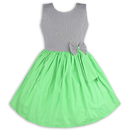 Girls Cotton Sleeveless Party Dress with Bow Detail