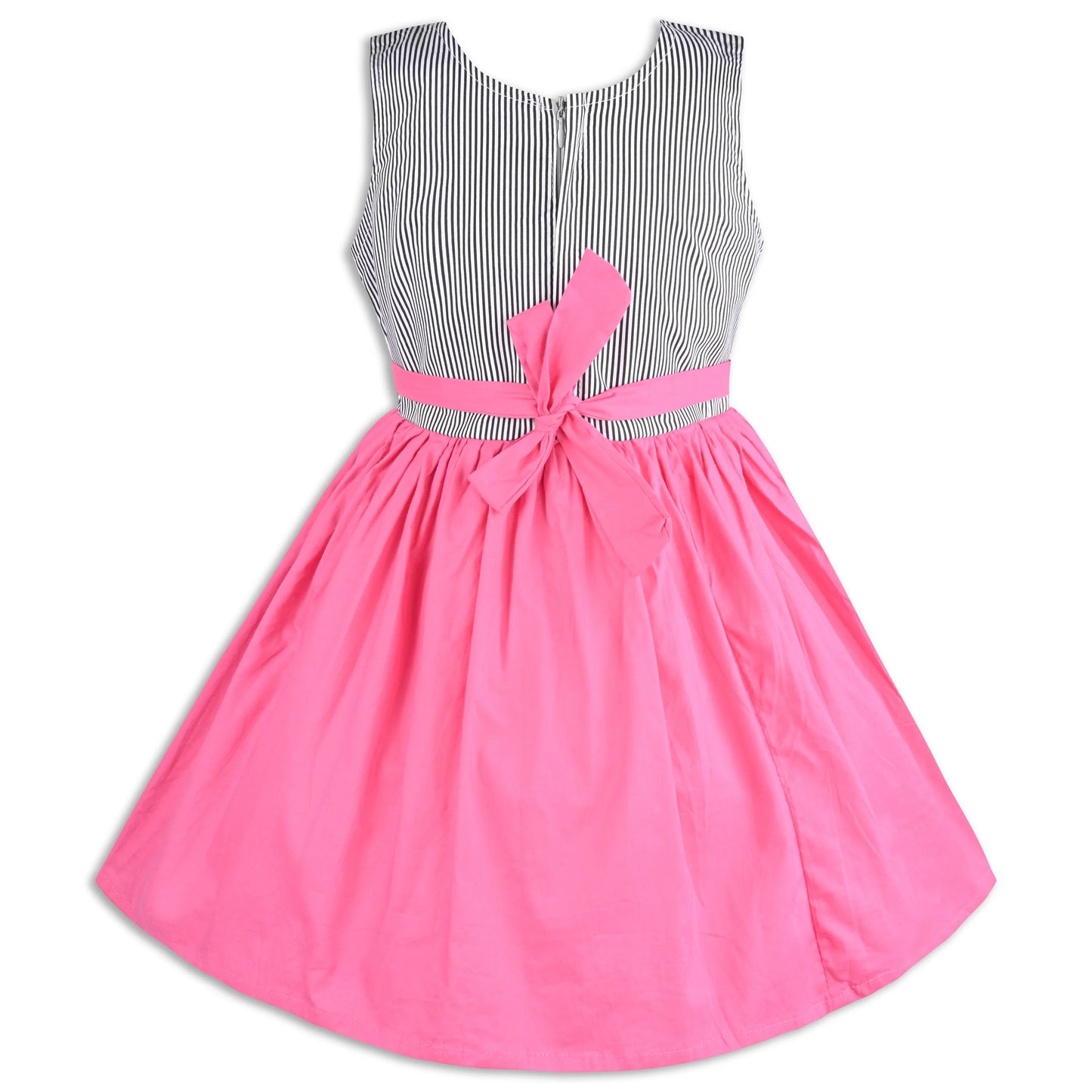 Girls Cotton Sleeveless Party Dress with Bow Detail