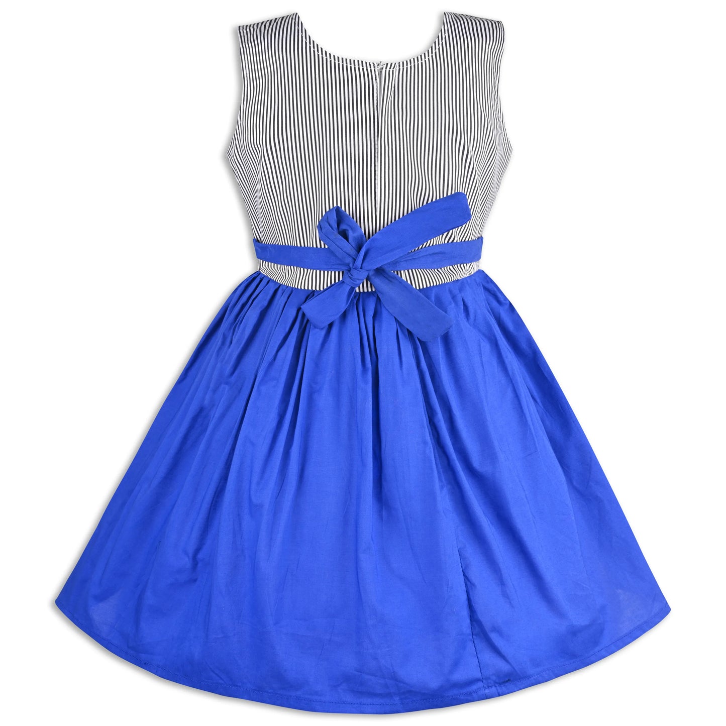 Girls Cotton Sleeveless Party Dress with Bow Detail