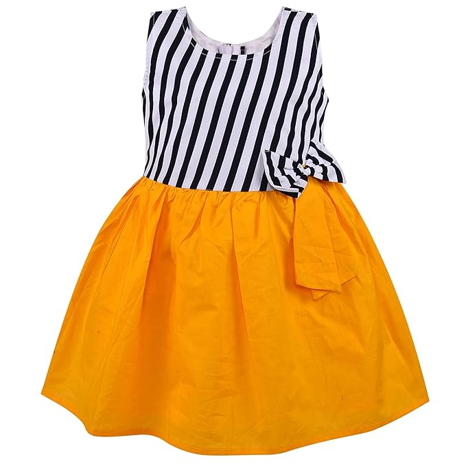 Girls Cotton Sleeveless Party Dress with Bow Detail