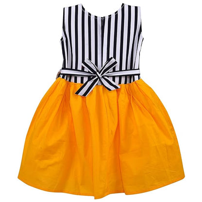 Girls Cotton Sleeveless Party Dress with Bow Detail