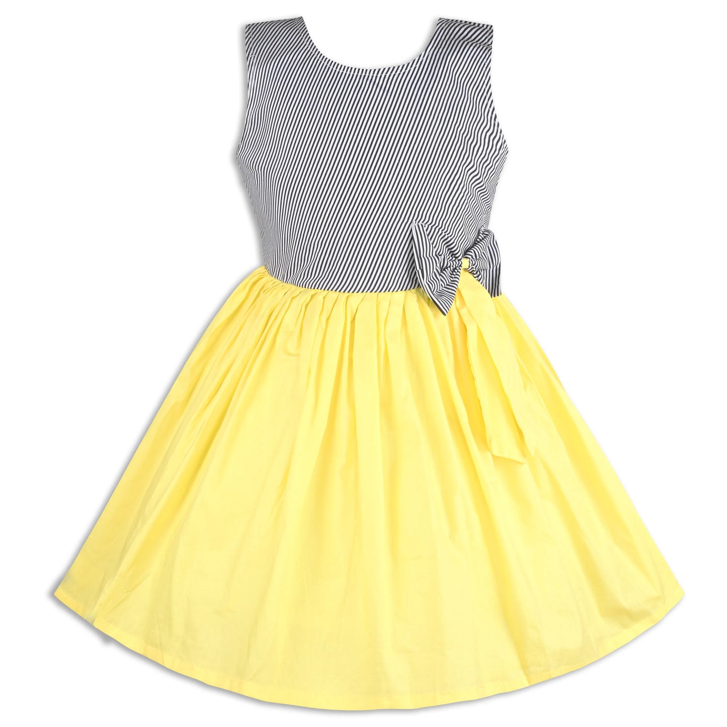 Girls Cotton Sleeveless Party Dress with Bow Detail