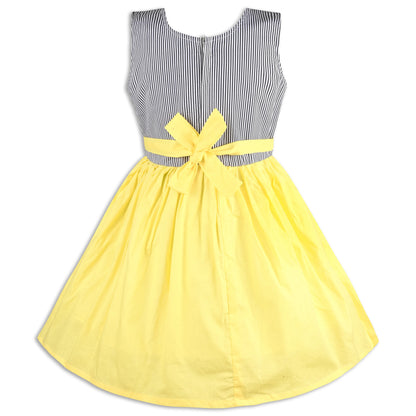 Girls Cotton Sleeveless Party Dress with Bow Detail