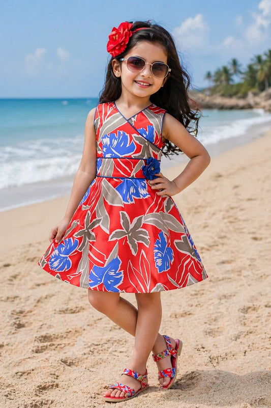 Girls Pure Cotton Printed Summer Casual Dress