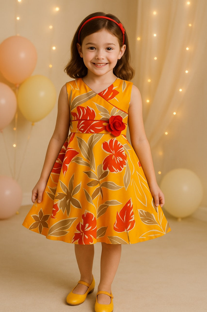 Girls Pure Cotton Printed Summer Casual Dress