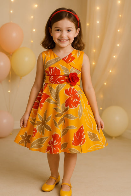 Girls Pure Cotton Printed Summer Casual Dress