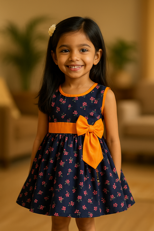 Girls Pure Cotton Floral Printed Summer Casual Dress