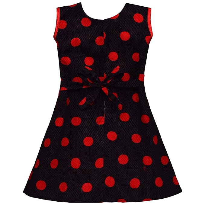Girls Polka Dot Cotton Party Wear Dress with Bow Detail