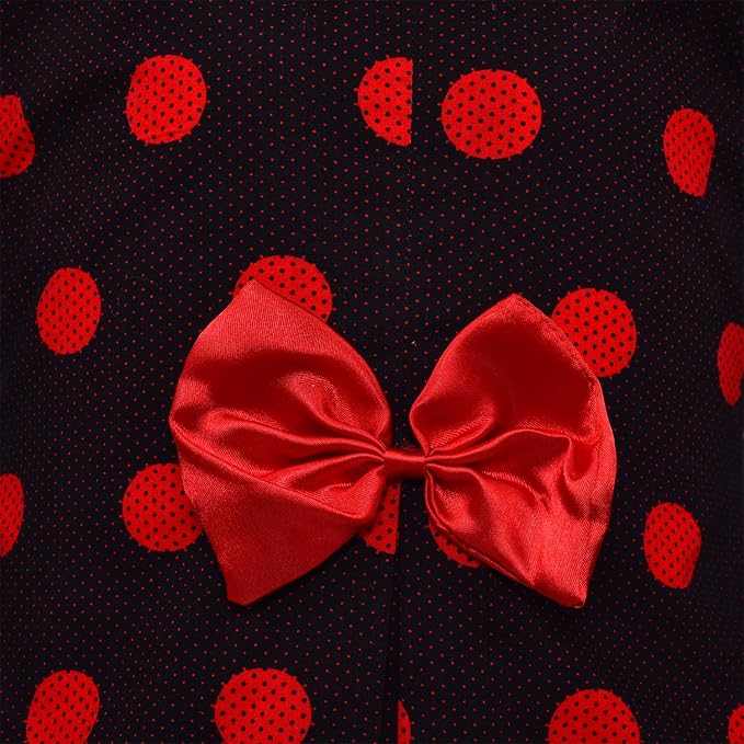 Girls Polka Dot Cotton Party Wear Dress with Bow Detail