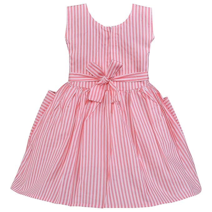 Girls Blue & White Striped Button-Down Dress