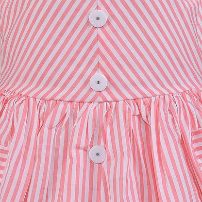 Girls Blue & White Striped Button-Down Dress