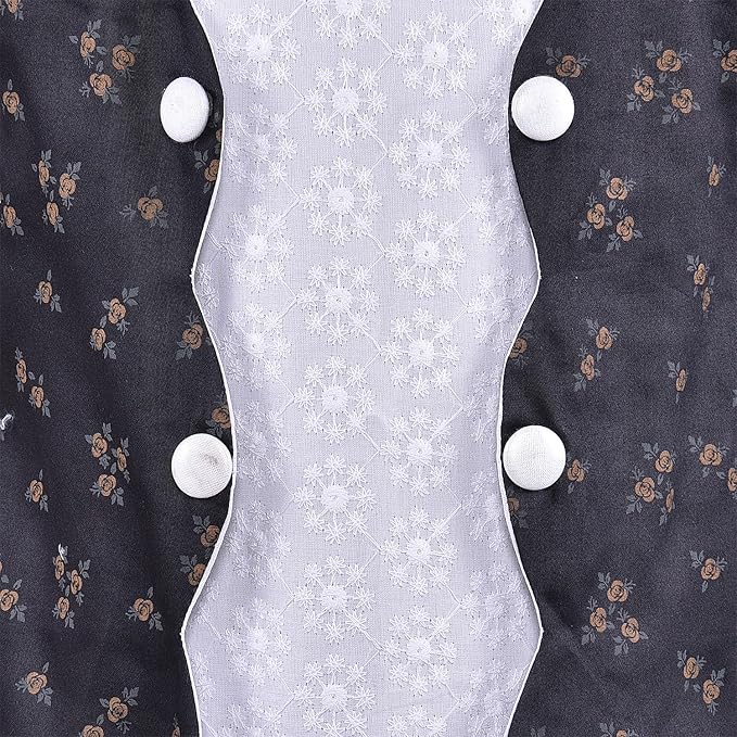 Girls Printed Cotton Dress with Contrast Panel & Button Detailing