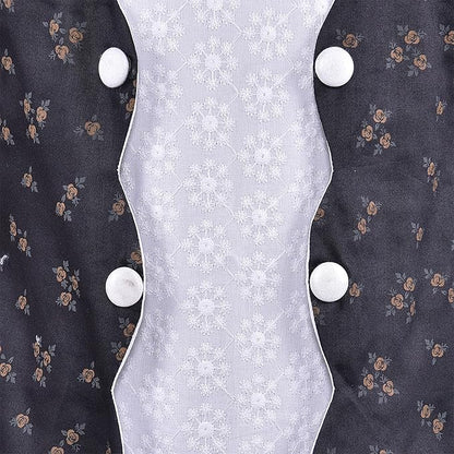 Girls Printed Cotton Dress with Contrast Panel & Button Detailing