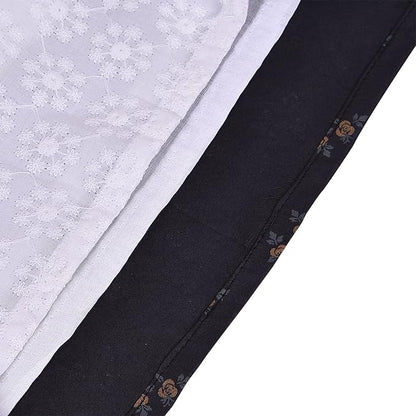 Girls Printed Cotton Dress with Contrast Panel & Button Detailing