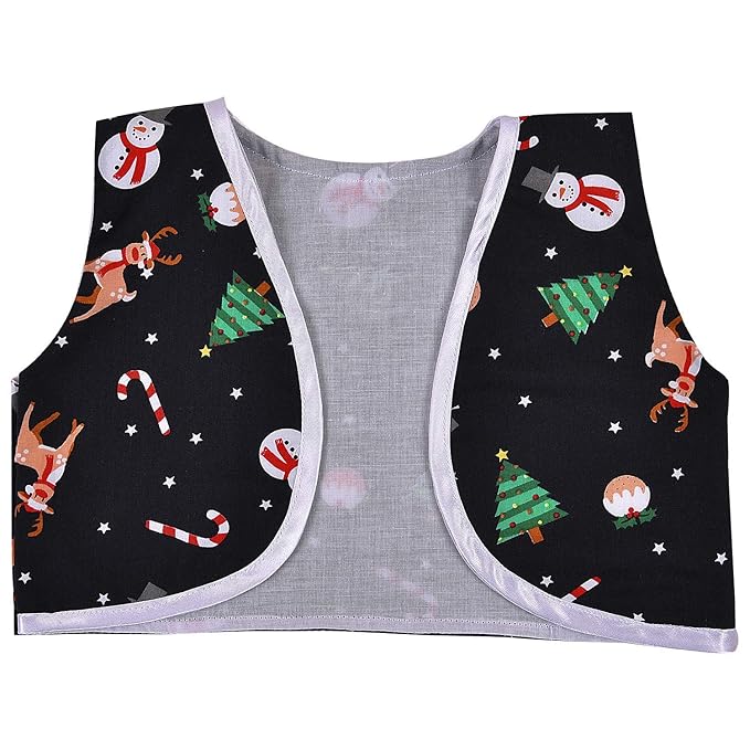 Baby Girls Christmas Printed Cotton Party Dress with Shrug & Bow – Festive Wear Frock