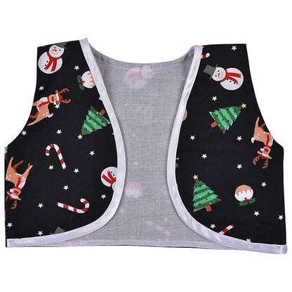 Baby Girls Christmas Printed Cotton Party Dress with Shrug & Bow – Festive Wear Frock